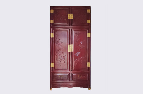 新丰高端中式家居装修深红色纯实木衣柜